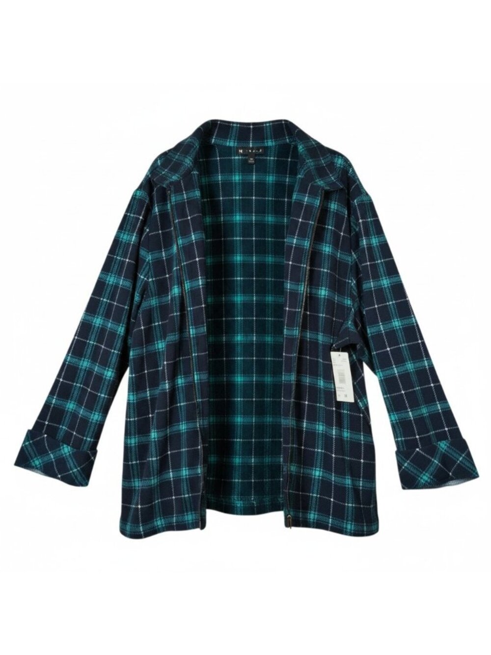 N Touch Full Zip Stretch Shirt Jacket Plaid Plus Size 3X New NWT